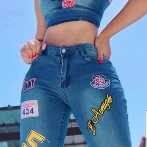 Pants set with top crop top